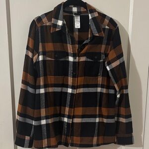 Patagonia Fjord Flannel Plaid Shirt in Black and Brown Size 6
